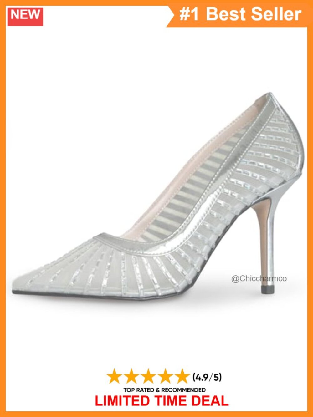 Mesh Rhinestone Pumps Pointed Toe Stiletto Heel Dressy Evening Shoes